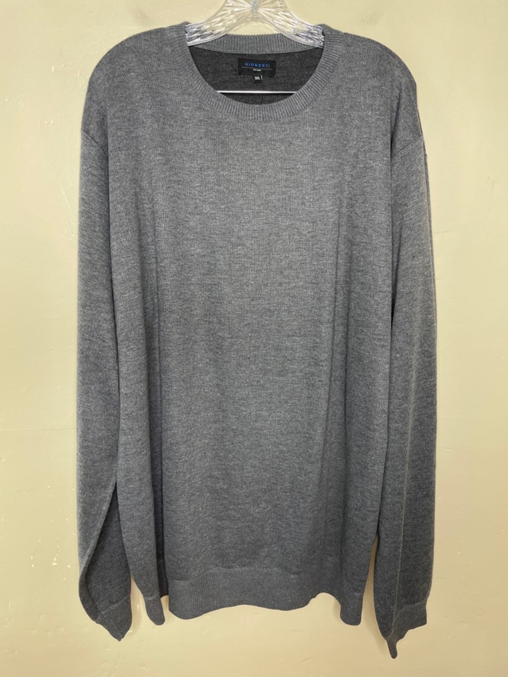 GIOBERTI  Men’s Charcoal Regular Fit Crewneck Long Sleeve Sweater NWT 3XL